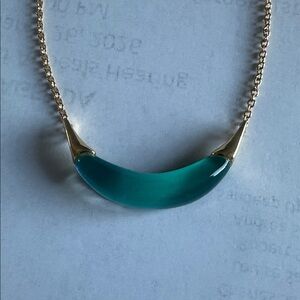 Alexis Bittar Silver Necklace with Teal Crescent Pendant